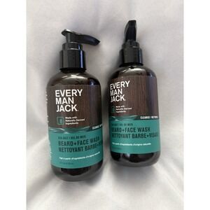 NEW Every Man Jack Beard + Face Wash Sea Salt Scent 6.7Fl Ounce 2 Pack Mens Wash